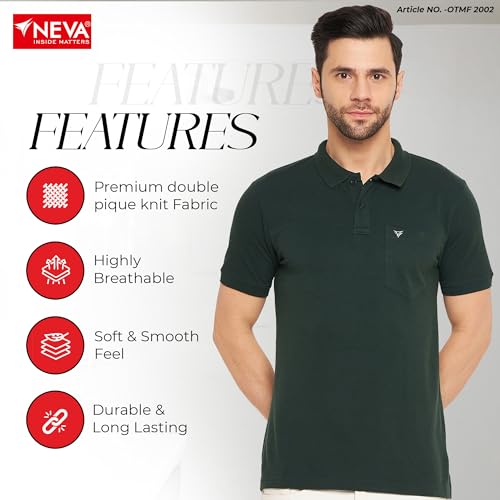 Image of NEVA Men's Regular Fit Half Sleeve Polo Neck T-Shirt with Chest Pocket