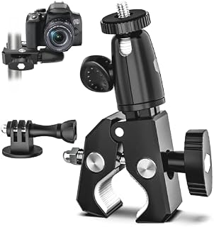 Aozcu Bike Camera Mount, Aluminum Motorcycle Bicycle Handlebar Mount Clamp with 360° Rotation Ball Head for GoPro Hero 10 9 8 7 6 5 4 3+, DSLR, DJI Osmo Action, Insta360 and Other Cameras