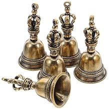 Alipis Vintage Brass Hand Bell Keychain Pendant 1.9 Inch Ritual Hanging Ornament for Home Decor Wedding Ceremony and Altar Use