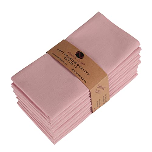 Pink Cloth Napkins Set of 12 Bulk Cotton Linen, Soft Durable Washable - Ideal for Dinner Farmhouse Party Wedding Spring Summer Easter - Perfect Everyday Use Blush Pink, Easter Special