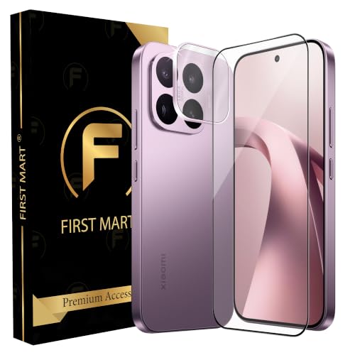 Image of FIRST MART Tempered Glass for Xiaomi 17T 5G with Pink Camera Ring Guard & Installation Kit | HD Clear Edge-to-Edge Screen Protector, Scratch Resistant, Case-Friendly | Pack of 1