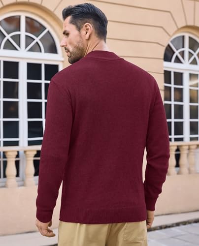 EKLENTSON Men's Sweater Quarter Zip Pullover Knit Cotton Turtleneck Sweater Fall Winter Thermal Pullover Mock Neck4