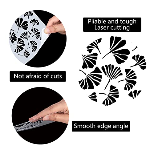 GORGECRAFT Large Ginkgo Leaves Stencils 12x12 Inch Reusable Leaf Stencil Template Signs Home Wall Decor for Painting on Wood Wall Scrapbook Card Floor Canvas and Tile Drawing - Image 3