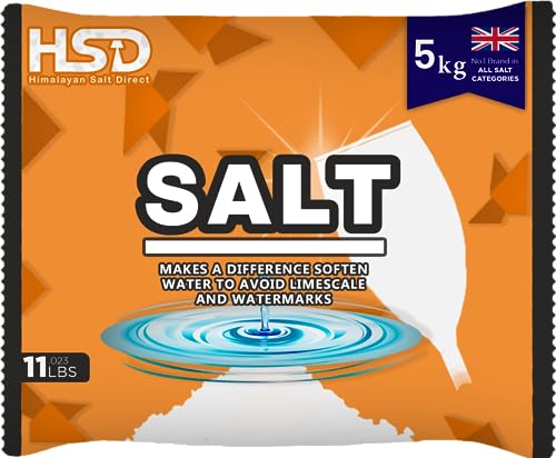 dishwasher salt 5kg powerful crystal, limescale remover on your glassware and water softener, life & improving its performance, 99% purity (1 pack)