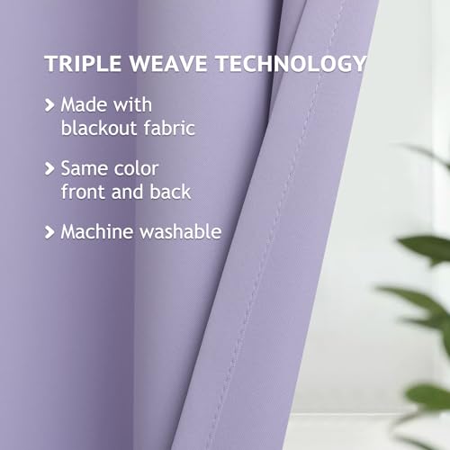 Image of COSVIYA Grommet Room Darkening Lilac Curtains 84 inch Long for Bedroom | Light Blocking Insulated Thermal Curtains for Living Room, Blackout Thick Polyester Window Drapes,70x84 inches, 2 Panels