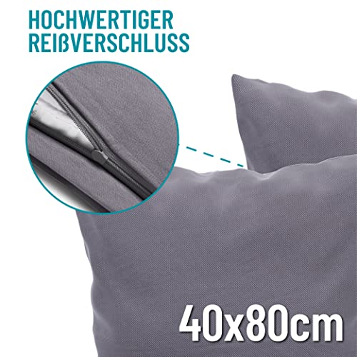Kissenbezug 40 x 80 (Set mit 2) - 100% Jersey Baumwolle 150 g/qm Kissenbezüge -Anthrazit - Für Kissen 40 x 80 cm… – Bild 3