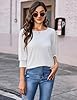 Aottori Short Sleeves Tops for Womens Ladies 3/4 Sleeve Tunic Summer Crew Neck T Shirts Plain Basic Tee Elegant Lightweight Pullover Casual White XXL #2