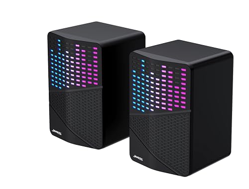 Image of Jedel 2x6W Gaming PC Speaker with RGB Lights, USB Powered Laptop Speaker, 3.5mm AUX Wired Stereo Computer Speaker for Desktop & Laptop, Compact 6W Sound, Comet S576 Black