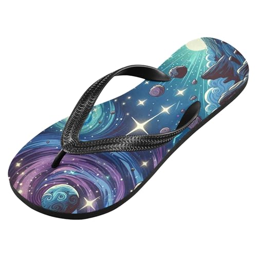 Burbuja Cartoon Galaxy Flip Flops for Women Men, Soft Thong Sandals Rubber Slippers for Pool Beach Essentials2