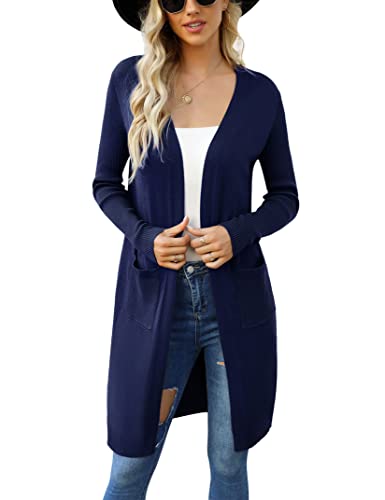 Clearlove Strickjacke Damen Maxi Lang Vorne Offen Cardigan Casual...