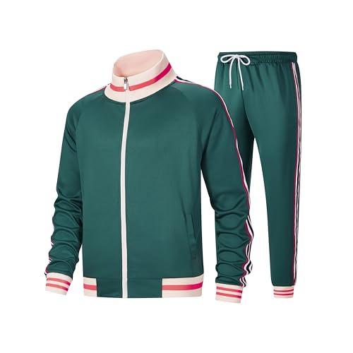 Men's Track suits Sets Long Sleeve Full-zip Sweatsuit Active Jackets and Pants 2 Piece Outfits