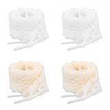 Qianyu Lace Fancy Shoelaces 3 CM Wide Flat Soft Shoe Laces Fashion Hollow Lacy Ribbon Shoe Strings for Samba Sneakers Shoes Women Girls Adult