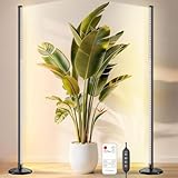 2 Pack LED Grow Lights for Indoor Plants Full Spectrum, 48W 65 Inch Plant Lights for Seed Starting with Timer and 10 Level Dimmable Standing Plant Growing Lamp for Greenhouse with Hanging Accessories