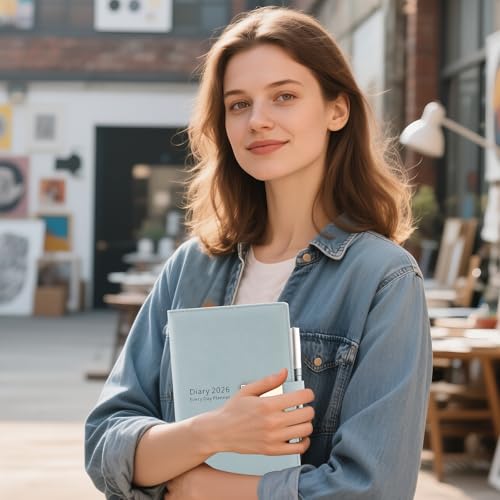 2026 Dairy,Academic Diary 2026 A5 Page A Day from January 2026 to December 2026,Organizer Daily Monthly Planner with Colorful Monthly Tabs,Pen,Pen Loop and Inner Pocket,Bookmarks (Blue) - Image 2