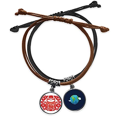 Linterna de papel roja chica pulsera de cuero para tus paseos de verano al aire libre