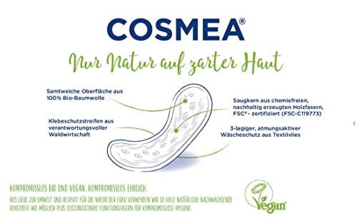 Slipeinlagen aus Bio-Baumwolle von COSMEA, normal ohne Duft, 165 Stück
