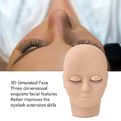 Lash Mannequin Head Lash Practice Kit Makeup Eyelash Extension Practice Doll Head with 3 works Removable Eyelids Double Layer Lashes Replaced Eyelids Training Mannequin Head - Image 2