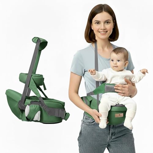 Image of StarAndDaisy 3-in-1 Baby Carrier for 0 to 3 Year Baby /Kangaroo Bag with Comfortable Soft Hip Seat /Baby Carrier /Sling - 3 Carrying Positions with 2 Storage Pockets (3 in1-Green)