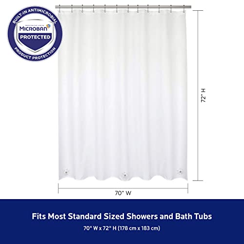 Kenney Microban Protected Heavyweight Peva Shower Liner, 70" W X 72" H, White #TOP6