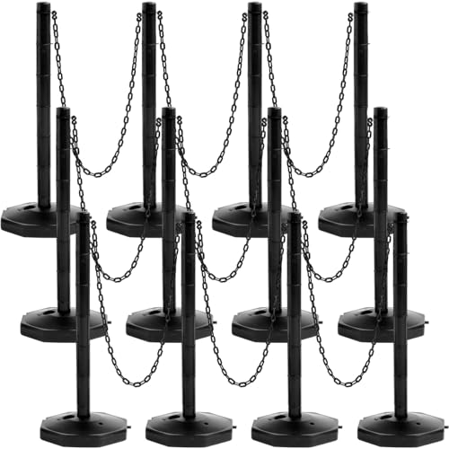 Image of Geiserailie 12 Pack Crowd Control Stanchions 5FT Chain Fillable Base,Black