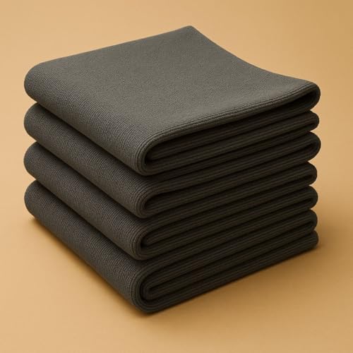 EUFLORIA Microfiber Cloth - 40×40-340 GSM Grey, Thick Lint & Streak-Free Multipurpose Cloths - Automotive Microfibre for Car Cleaning Polishing Washing & Detailing (Pack of 4)