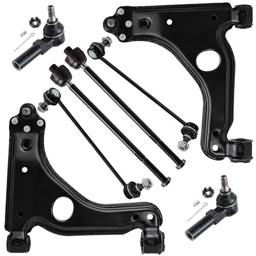 Image of Detroit Axle - 8pc Front End Control Arms Kit for Saturn L100 L200 L300, LS LW Series, 2 Lower Control Arms 4 Tie Rod Ends 2 Sway Bars Replacement