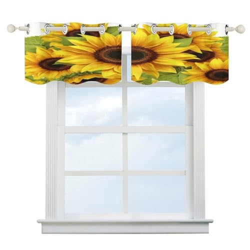 Cortinas opacas con diseño de girasoles y tejido denso de 52 x 18.1 pulgadas 2