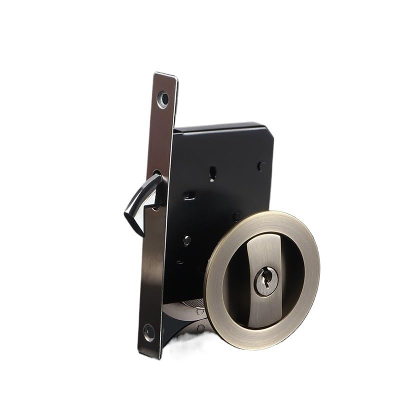 Cerradura de puerta corrediza for cocina, baño, puerta corrediza, cerradura de doble gancho, puerta corrediza oculta empotrada de madera, cerradura de un solo gancho negra(Red)