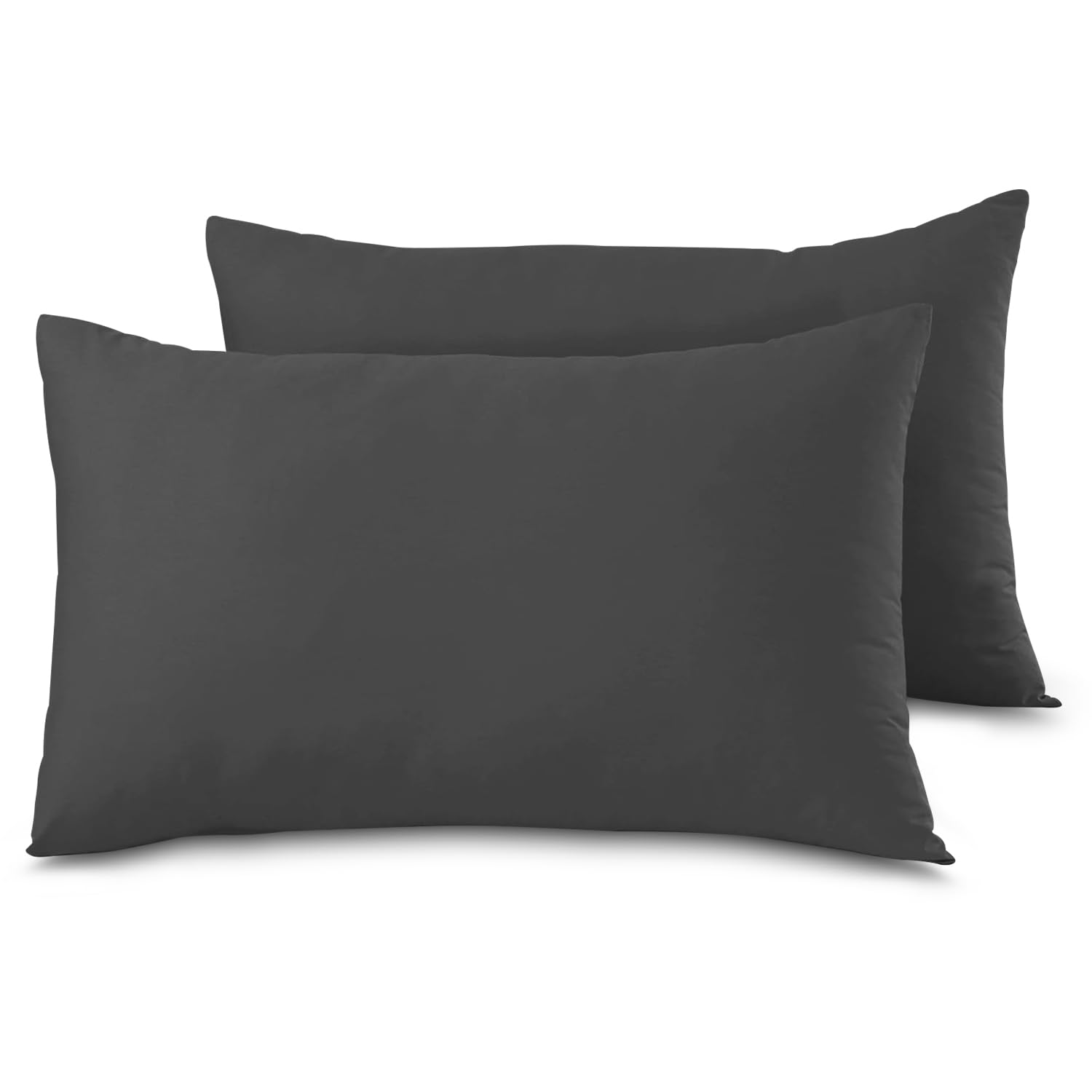 Gc Gaveno Cavailia Charcoal Housewife Pillow Cases 2 Pack Bedroom | Pillow Covers | Polycotton Plain Dyed Housewife Bedding Pillowcases Pair With Envelope Closure - 48X74cm (Charcoal)