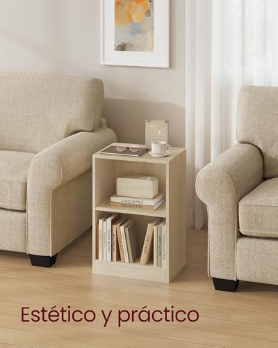 Miniatura 6 de VASAGLE Custos Colección - Juego de 2, Mesita de Noche con Compartimentos Abiertos, Mesa Auxiliar con Balda Ajustable, Doble Uso, Montaje Fácil, Dormitorio, Salón, Beige Travertino LET866LA01