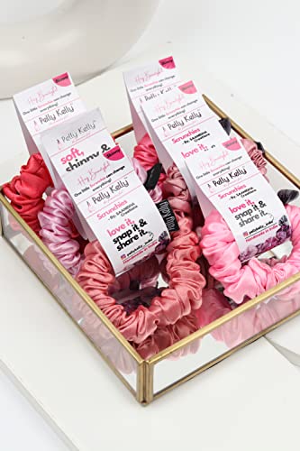 Image of Premium Satin Scrunchies for Women | Hair Bands, Ponytail Holders & Rubber Bands | Skinny, Fluffy, No-Damage Hair Ties | Girls Hair Accessories | Small Size | Pack of 6