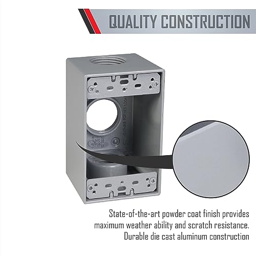 TayMac SB3100S Weatherproof Box, 1-Gang, (3) 1-Inch Outlets, Gray