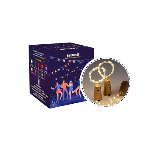 Image of Lexton 20 LED Wine Bottle Cork Lights Copper Wire String Lights, 2M /7.2FT Battery Powered DIY (Warm White, 1 Piece) (Lex-Cork-String-Light)
