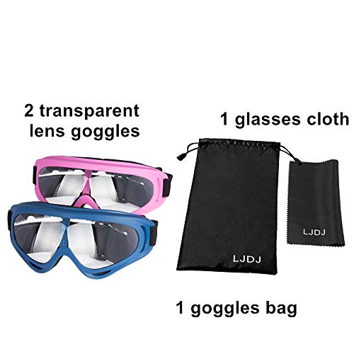 Image of LJDJ Motorcycle Goggles - Glasses Set of 2 Transparent Lenses Dirt Bike ATV Motocross Anti-UV Adjustable Riding Offroad Protective Combat Tactical Military Goggles Men Women Kids Youth Adult