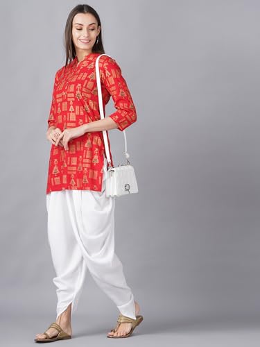 Image of Women Rayon Straight Golden Foil Printed Kurta with Palazzo || Kurti with Palazzo Set for Casual Party & Festival Wear in Round Neck with 3 /4 Sleeve for Girls
