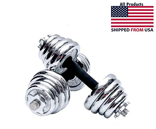 Zoogamo Adjustable Dumbbells Cast Iron Set Weight to 110 Lbs, Free Weight with Connecting Rod Used As Barbell, for Men and Women Home Gym Work Out Training Fitness Equipment All-Purpose