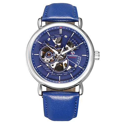 Preisvergleich Produktbild YuYaX Watch Automatische Mechanische Uhr Herrenuhr Leben Wasserdichte Digital Dial Lederband Männer Luxus Casual Gehärtetes Glas Spiegel Boutique Verpackung, A