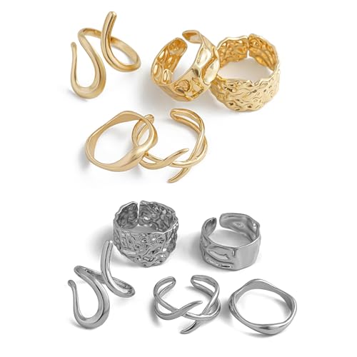 Image of Shining Diva Fashion Combo Set Gold and Silver Plated Rings for Women and Girls Stylish