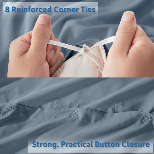 Nestl Twin Duvet Cover Set - Soft Double Brushed Stone Blue Duvet Cover Twin/Twin XL, 2 Piece, with Button Closure, 1 Duvet Cover 68x90 inches and 1 Pillow Sham