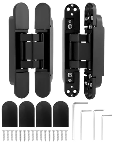 QWORK Adjustable Hidden Door Hinges (2-Pack), 6