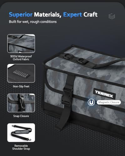 Image of Large Fishing Tackle Bag for Soft Plastic Baits Storage, 20PCS Soft Bait Clear Storage Bag, Fishing Gear Organizer for Weights, Reels & Hooks, 900D Waterproof Oxford Fabric