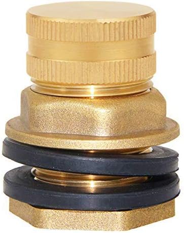 Joywayus 2 Pack Brass Male Garden Hose Bulkhead Fitting with Plugs,1/2" Female 3/4" GHT Male Water Tank Connector Threaded and 3/4" GHT Female Outer Hex Head End Pipe Caps Drain/Flush Port Kit