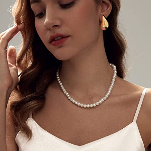Chunky Gold Hoop Earrings For Women, Lightweight Waterdrop Hollow Open Hoops Tear Drop Silver Gold Trending Oversized Statement Style Earrings Hypoallergenic Gold Plated Earrings Fashion Jewelry For Women Girls (Gold) #TOP6