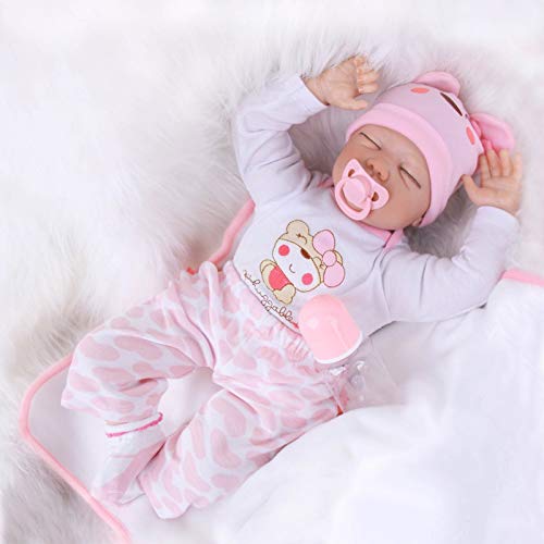 ZIYIUI Reborn Baby-Puppe 22Zoll 55cm Weiches Vinylsilikon Realistisch Baby Puppe Lebensecht Reborn Baby Mädchen Handgemacht Neugeborene Wie echtes Babypuppe – Bild 4