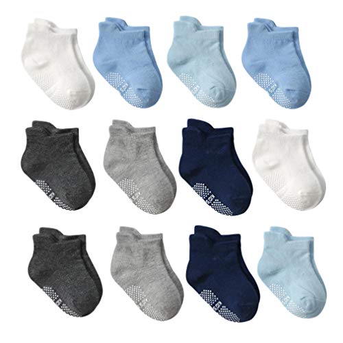 DEBAIJIA 12 Pares de Calcetines de Algodón para Bebé 0-1 Años Cómodos Suaves Respirable Niños Niñas Calcetines Primavera Verano Otoño - S