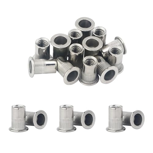 GIVIHGETI 200 Stück Nietmuttern M5 Edelstahl Einnietmuttern Gewindenieten Nutsert Blindnietmuttern Nietmuttern für Metall und Kunststoffplatten