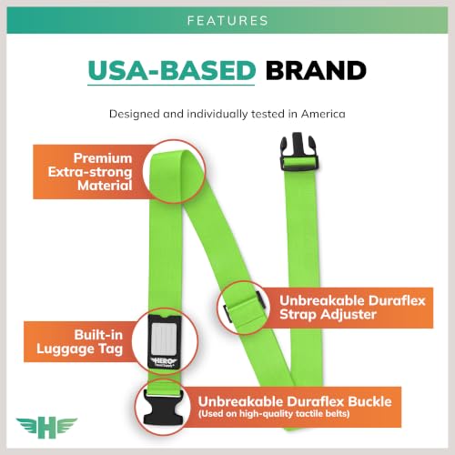Image of Hero Luggage Straps for Suitcases (2-Pack) Heavy-Duty Adjustable Luggage Belt with Duraflex Buckle & Built-in Luggage Tag - Checked Bag & Carry-on Travel Essentials