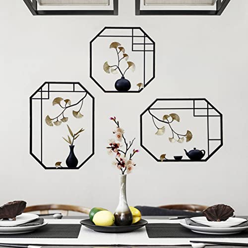 TFRYH Le Noir Décoration Murale en Métal, Royaume Zen Trame De Ligne Sculpture Murale en Métal pour Patio Balcon, Art De Décoration Murale en Métal pour Le Salon Salle De Bain Chambre À Coucher,A Cover