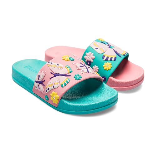 Dedoles Badeschuhe & Hausschuhe Damen Herren & Kinder Badesandalen lustige Designs Bücher Kaffee Party Pizza Fuchs Bär Lama Wolken Geschenk, Farbe: Süße Schmetterlinge, Gr.: 35 EU 4