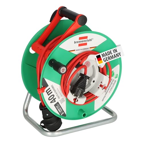 Brennenstuhl Garant G IP44 Gartenkabeltrommel (Kabeltrommel für Rasenmäher mit 38+2m Kabel in rot, Spezialkunststoff, kurzfristiger Einsatz im Außenbereich, Made in Germany)